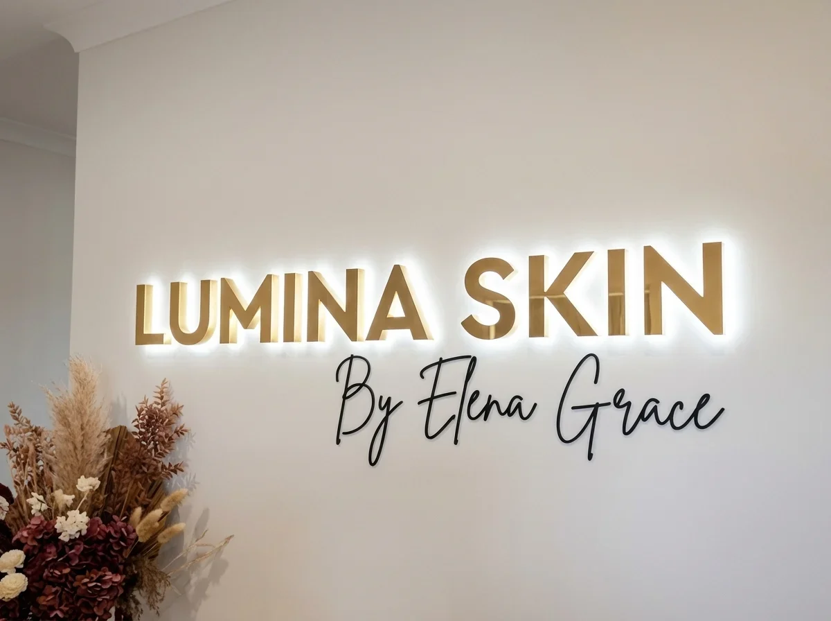backlit letters lobby reception signs retail stores boutiques 45