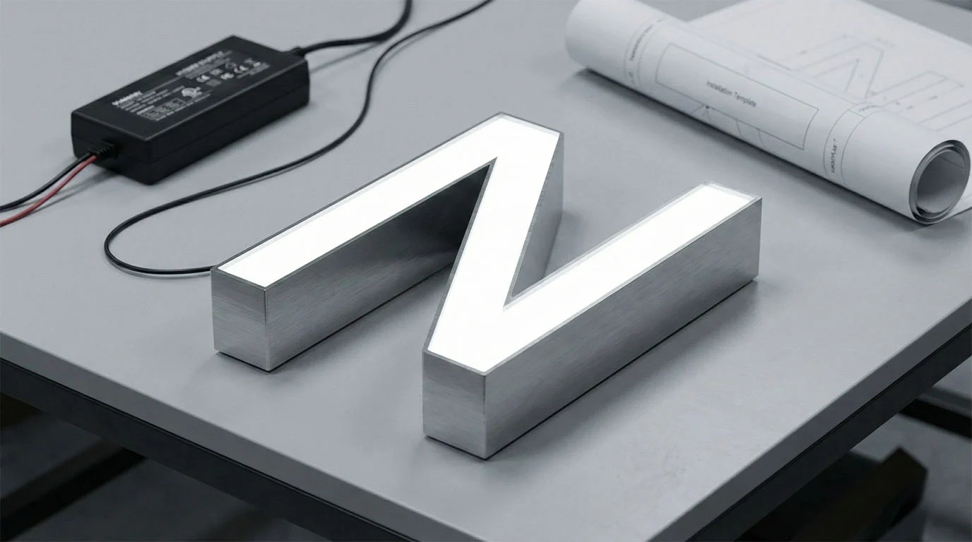 Fabricated Stainless Steel Letters 9 channel letter build quality close up