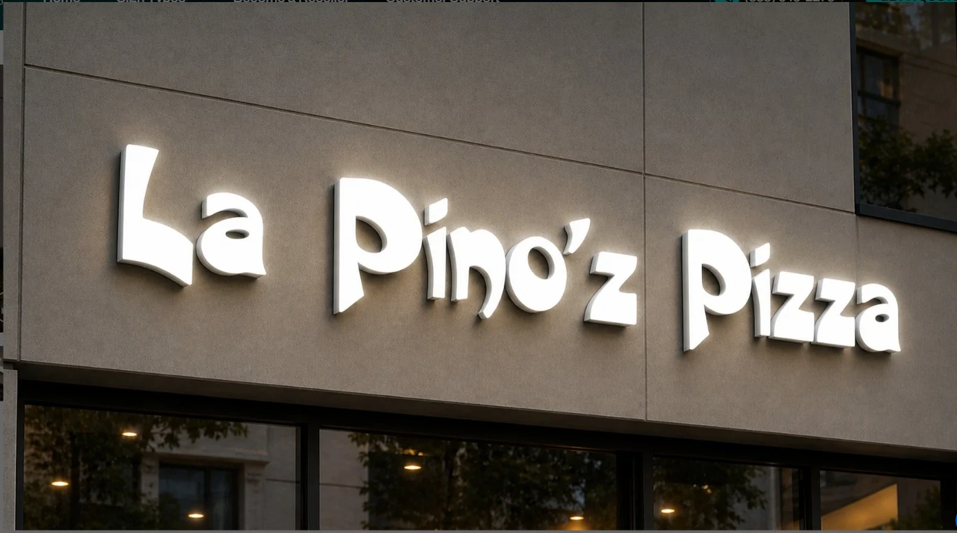 Custom Signage Package for La Pino’z Pizza – Frontlit Channel Letters & Round Lightboxes